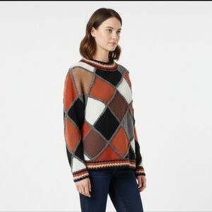 Tony Lambert heavy knit color block sweater Medium